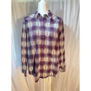 Ariat Women Size‎ Large Western Shirt 100% Cotton Flannel